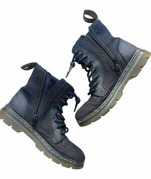 Dr. Martens Boots Kids Size 1 J Combat Canvas Black Youth Shoes Casual Normcore